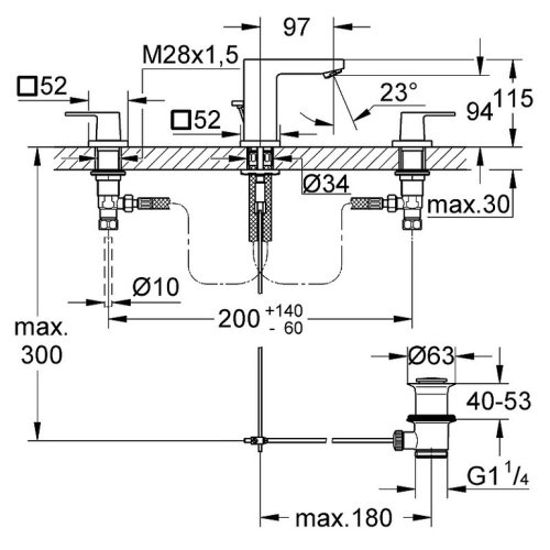 Змішувач для умивальника Grohe Eurocube 20351000