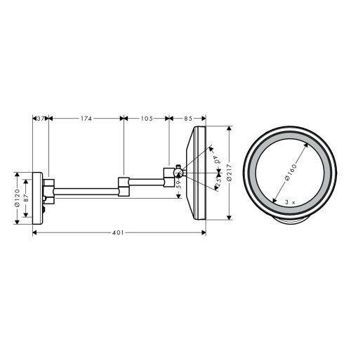 Дзеркало косметичне Hansgrohe Logis 73560000