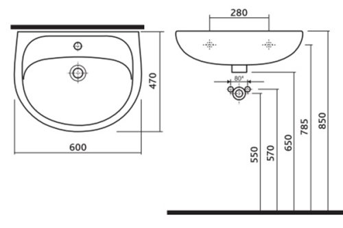 Умывальник Kolo Solo 7116300U