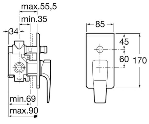 Смеситель скрытого монтажа Roca Thesis 5A0650C00