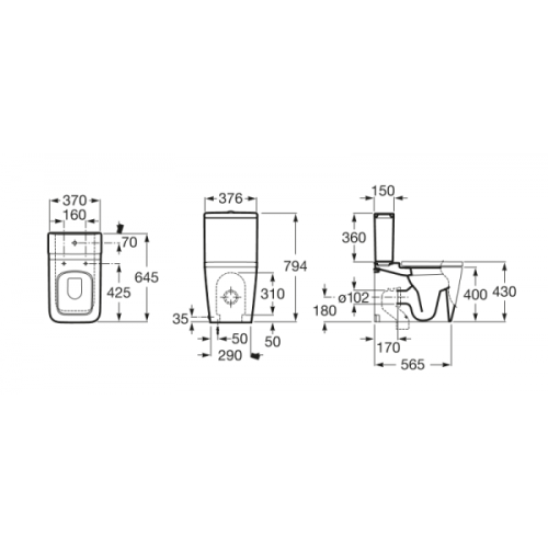 Крышка+сидение Roca Inspira Square A80153200B