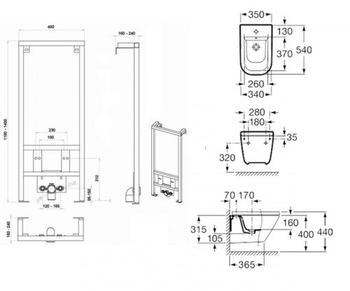 Набор инсталляция Roca Pro с биде Roca Gap A890071000+A357475000