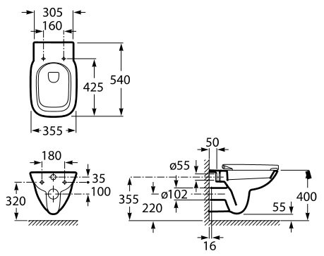 Подвесной унитаз Roca Debba Rimless A34699L000