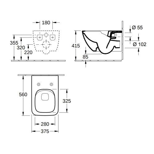 Підвісний унітаз Villeroy & Boch Verity Line 4615R001