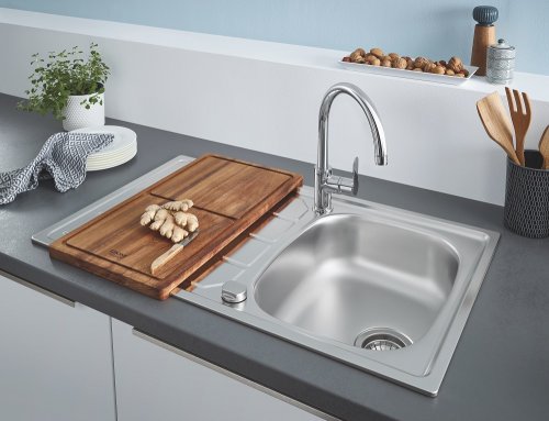 Набор кухонная мойка Grohe Sink 31562SD0 K200 + смеситель BauEdge 31367000