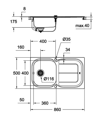 Кухонная мойка Grohe Sink K300 31563SD0