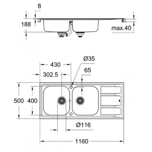 Кухонна мийка Grohe Sink K400 31587SD0