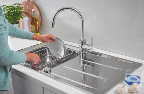 Набір кухонна мийка Grohe Sink 31570SD0 K400 + змішувач Concetto 32663001