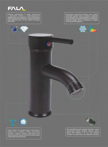 Смеситель для умывальника FALA RETRO BLACK 2 75811