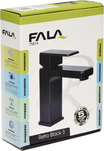 Смеситель для умывальника FALA RETRO BLACK 3 75814