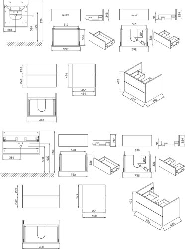 Тумба под умывальник Ravak SD-760 Rosa II Белый (X000001293)