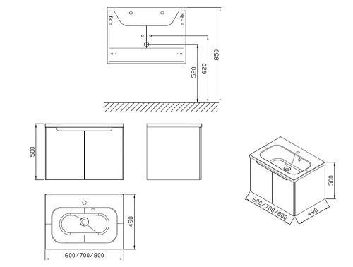 Тумба под умывальник Ravak SDD-600 Classic Латте/Белый (X000001087)