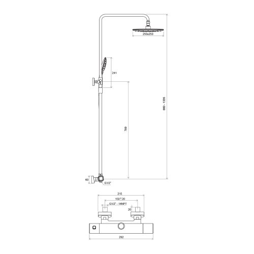 Душевая система Ravak TD 091.00/150 (X070103)