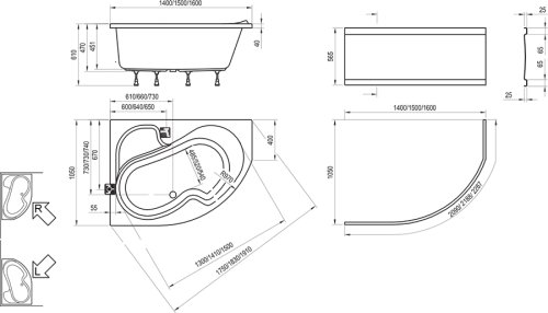 Ванна Ravak Rosa I 140x105 L (CI01000000)