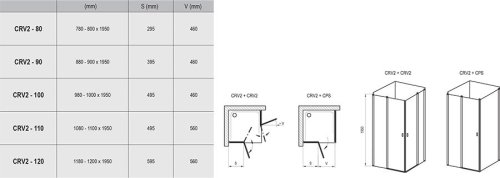 Душевые двери Ravak Chrome CRV2-90 белый+Transparent (1QV70100Z1)