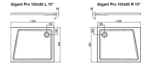 Поддон Ravak Gigant Pro 10° 100x80 R (XA05A40101P)