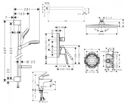 Душевая система Hansgrohe Logis Loop 1122019