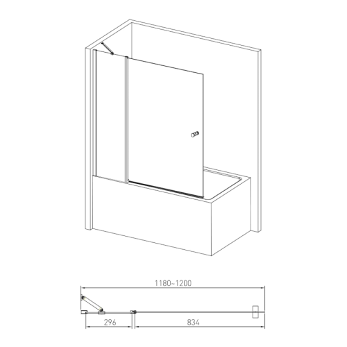 Шторка для ванни Volle 10-11-101