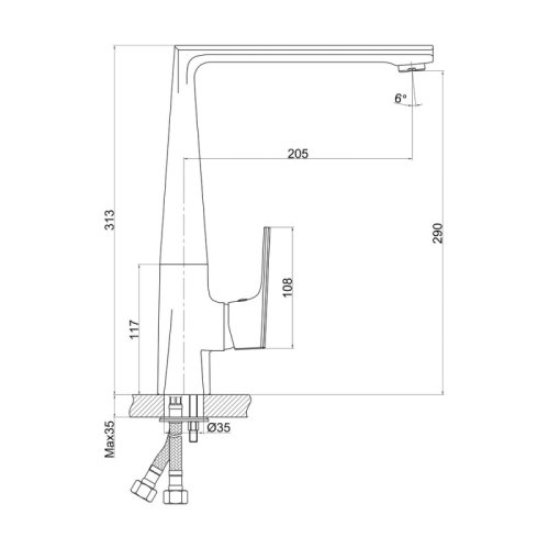 Смеситель для кухни Q-tap Estet CRM 007F (QTESTCRM007F)