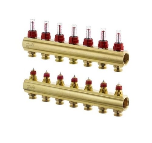 Коллектор теплого пола Danfoss FHF 7+7 с ротаметрами (088U0527)
