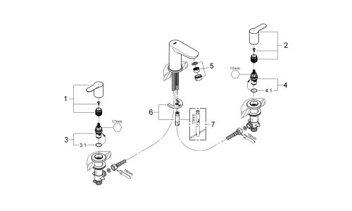 Смеситель для умывальника GROHE BauEdge 20197000
