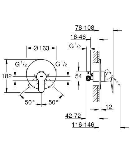 Смеситель скрытого монтажа GROHE BauEdge 29078000