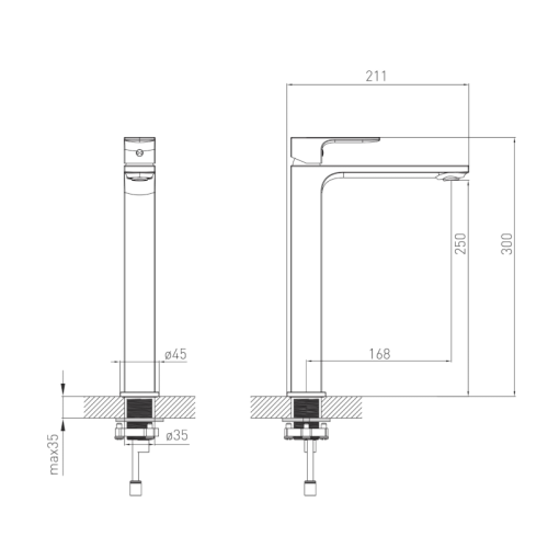 Змішувач для умивальника Volle De la Noche 10-40-1200-black