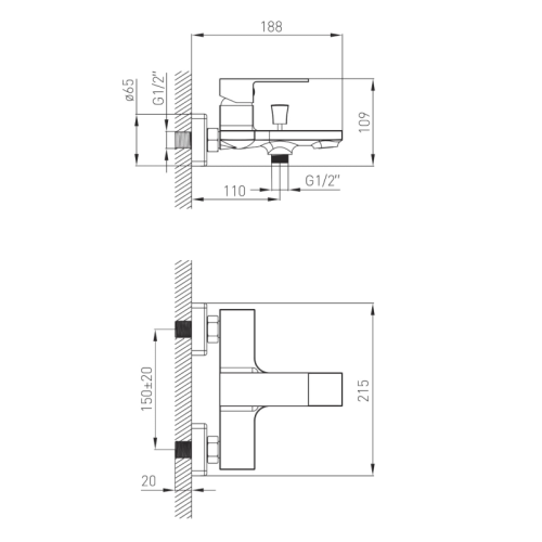 Змішувач для ванни Volle De la Noche 10-40-2100-black