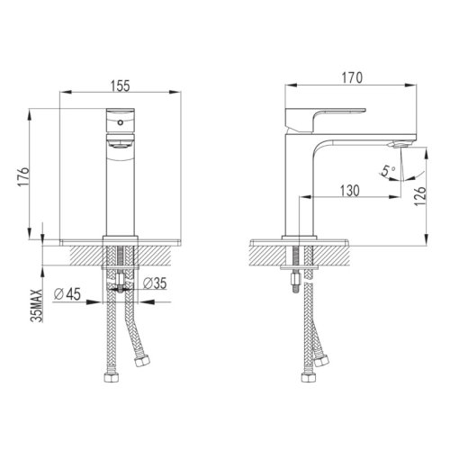 Змішувач для умивальника Volle Leon 15211100