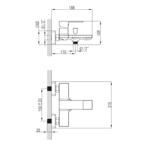 Смеситель для ванной Volle Leon 15212100