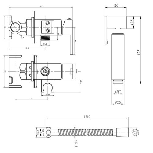 Смеситель + гигиенический душ Q-tap Inspai-Varius V00440201 CRM (QTINSVARCRMV00440201)
