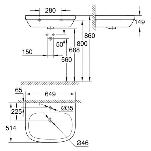 Умивальник Grohe Euro Ceramic 65 39323000