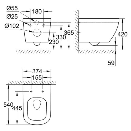 Набір інсталяція Grohe Rapid SL з унітазом Grohe Euro Ceramic 39328CB0