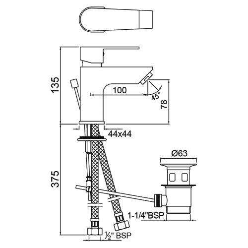Смеситель для умывальника Jaquar Aria ARI-CHR-39051B