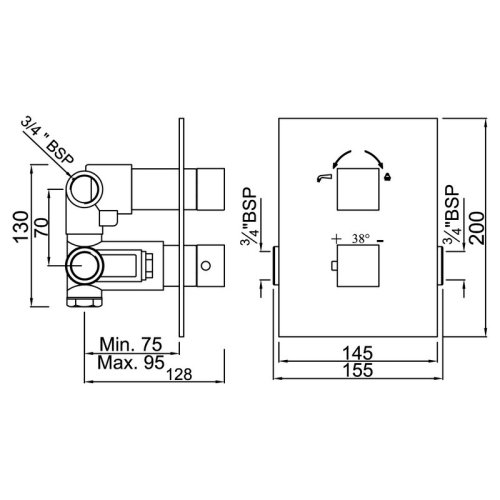 Смеситель скрытого монтажа Jaquar Kubix KUB-CHR-35671F