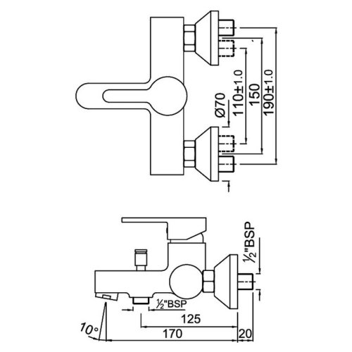 Смеситель для ванной Jaquar Fusion FUS-CHR-29119