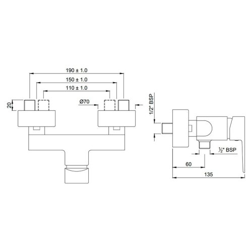Змішувач для душу Jaquar Kubix Prime KUP-CHR-35149PM