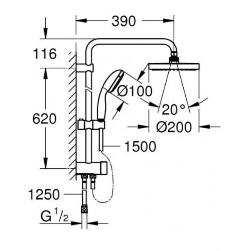 Душевая система Grohe New Tempesta 200 27389002 + смеситель для душа Grohe BauLoop 23340000