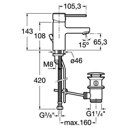 Смеситель для умывальника Roca Targa A5A3060C00