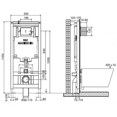 Набор инсталляция OLI 80 4в1 с унитазом Roca GAP Round Rimless