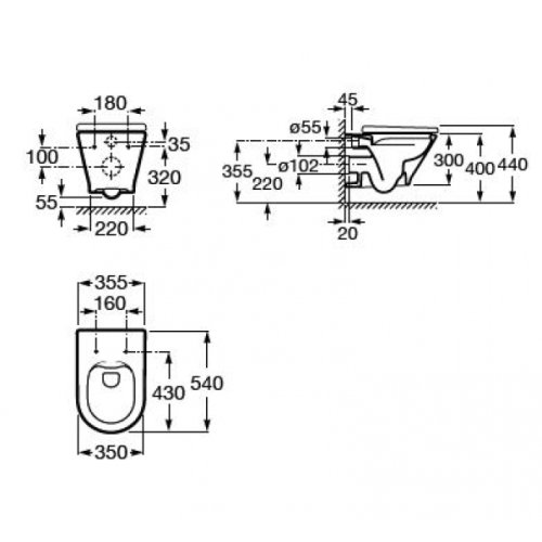 Набор инсталляция OLI 80 4в1 с унитазом Roca GAP Round Rimless