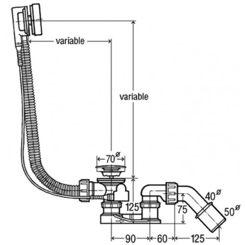 Ванна Roca Princess 170x75 A220270001 + сифон Viega Simplex 285357