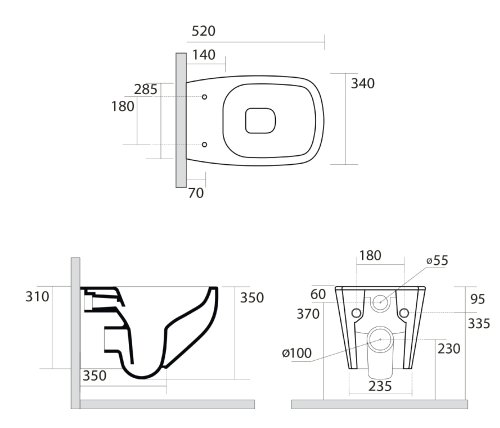 Підвісний унітаз AXA White Jam NORIM 3312701
