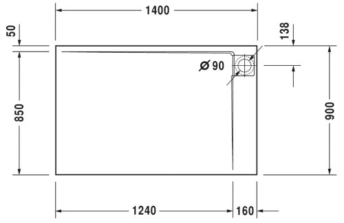 Поддон Duravit P3 Comforts 140x90 720162000000000