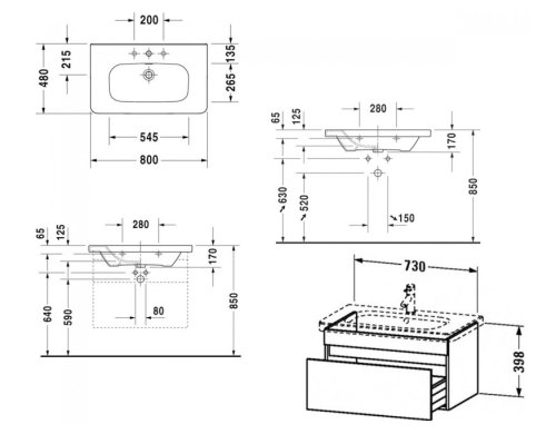 Тумба с умывальником Duravit DuraStyle DS006102222