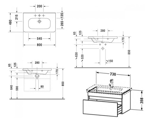 Тумба з умивальником Duravit DuraStyle DS006105353