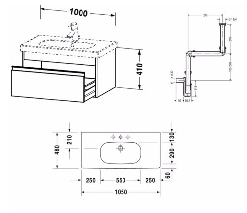 Тумба с умывальником Duravit Ketho KT66681818111