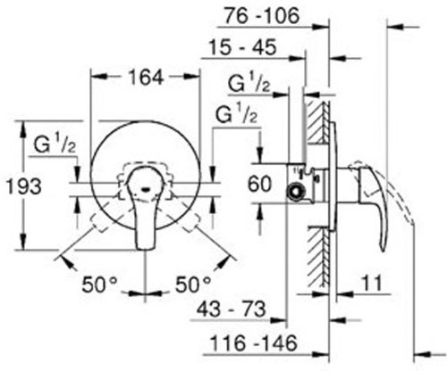 Душевая система Grohe New Tempesta со смесителем для душа Grohe Eurosmart 27389002+33556002+28671000