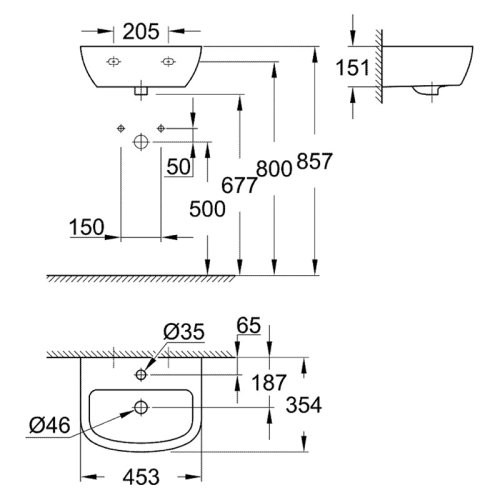 Умивальник Grohe Bau ceramic 45 см зі змішувачем Grohe Euroeco 39424000 + 32734000