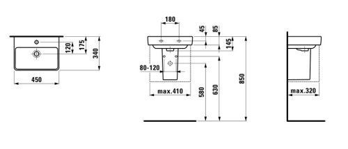 Умывальник Laufen PRO S 45 H8159610001041